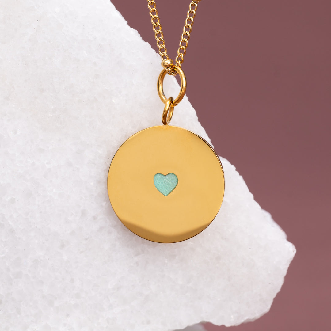 Cherished Engravable Heart Pendant with Mint Heart