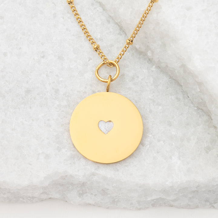 Cherished Engravable Heart Pendant with Ivory Heart (KF)