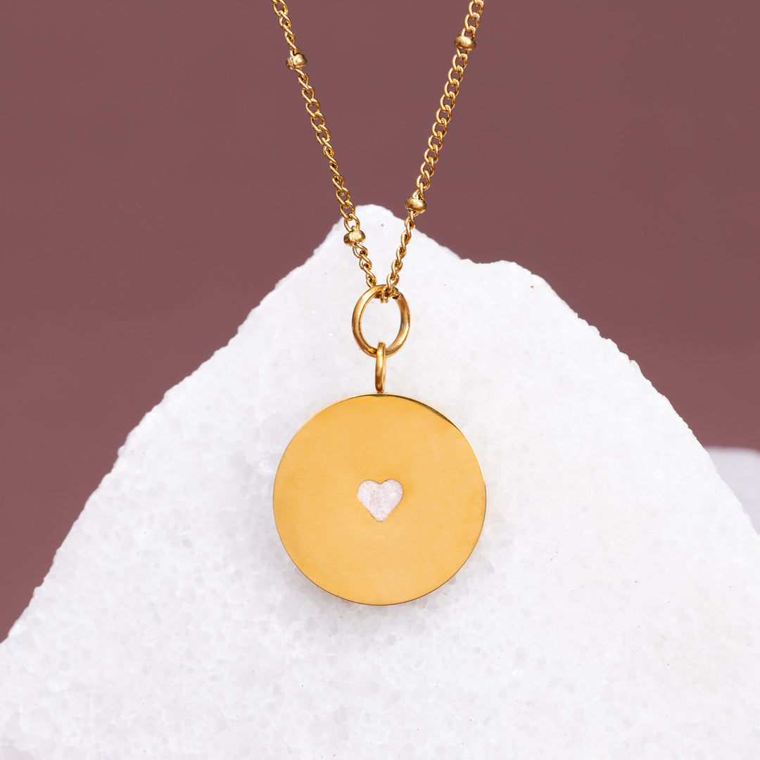 Cherished Engravable Heart Pendant with Ivory Heart