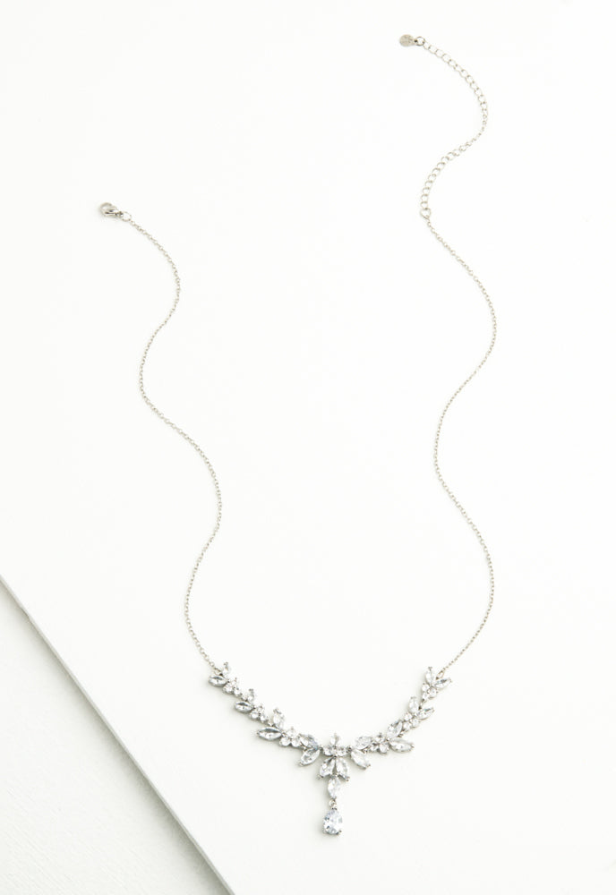 Platinum Chandelier Zircon Necklace
