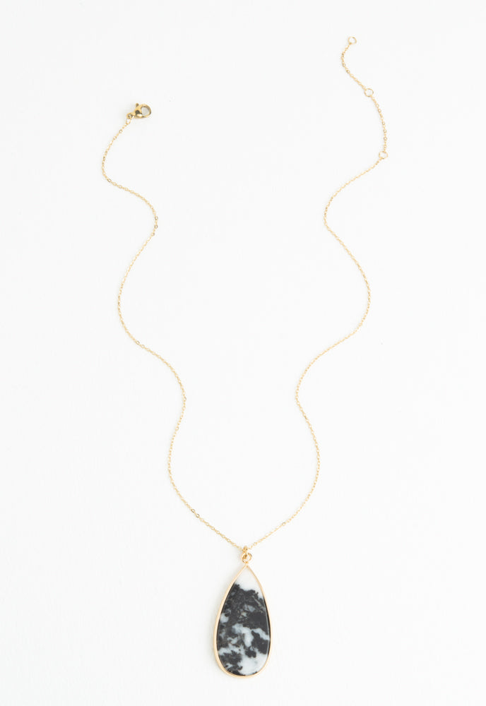 Everlasting Teardrop Necklace in Zebra Jasper Stone