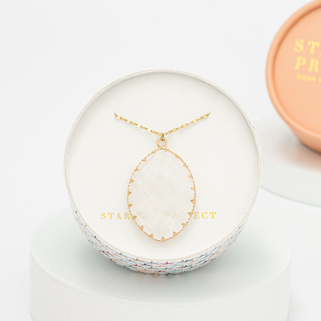 Radiant Light Crystal Necklace in Ivory