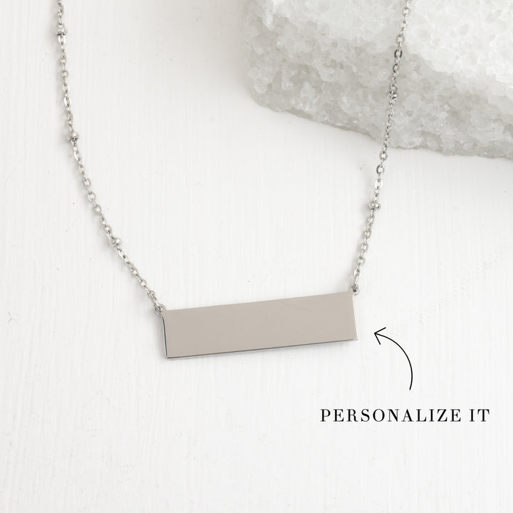 Engravable Silver Bar Necklace