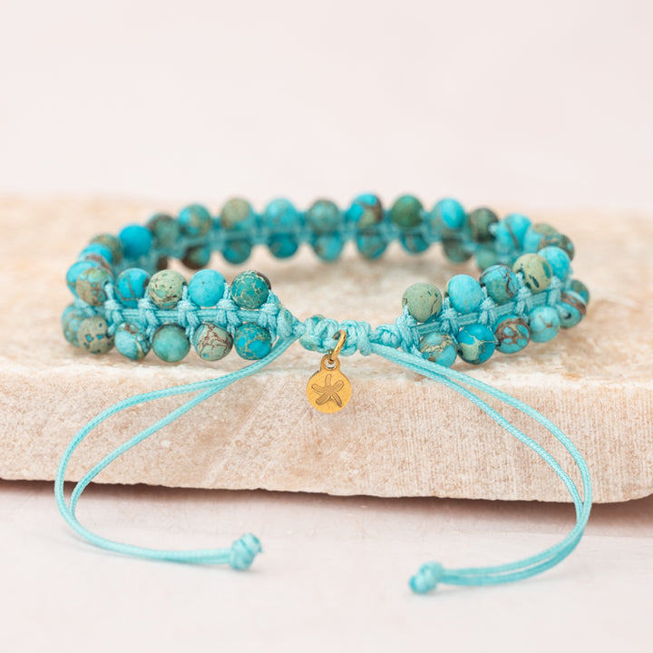 Wear Blue Handwoven Beaded Bracelet in Turquoise