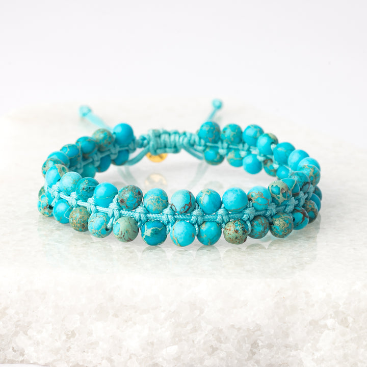 Wear Blue Handwoven Beaded Bracelet in Turquoise