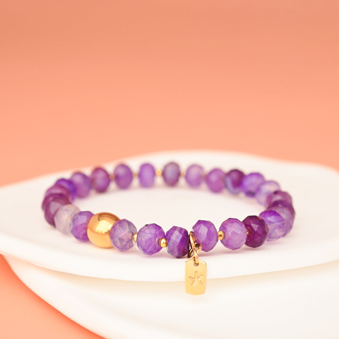 Lan Purple Agate Beaded Bracelet