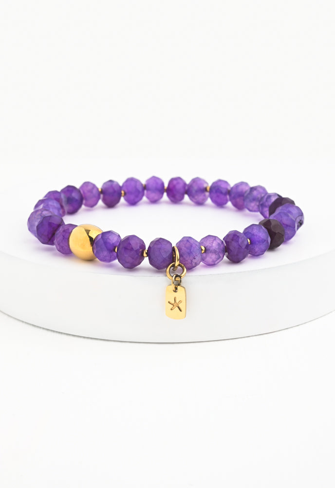 Lan Purple Agate Beaded Bracelet