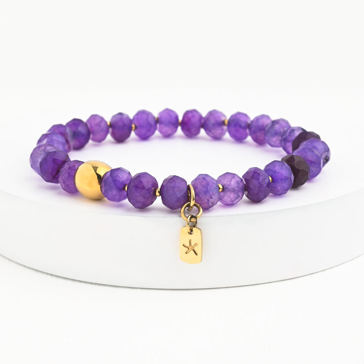 Lan Purple Agate Beaded Bracelet