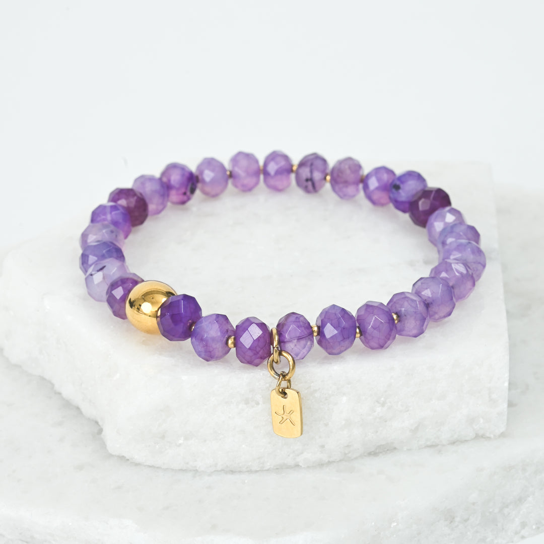 Lan Purple Agate Beaded Bracelet