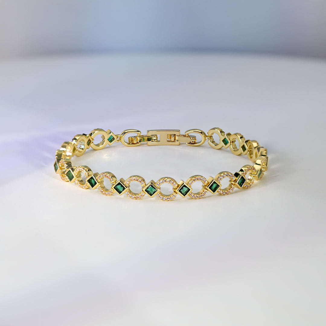 Gilded Halo Bracelet in Emerald