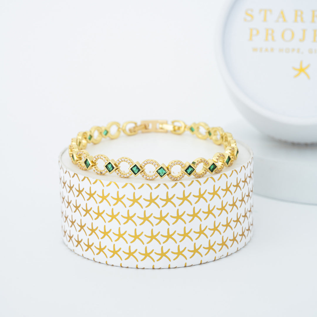 Gilded Halo Bracelet in Emerald