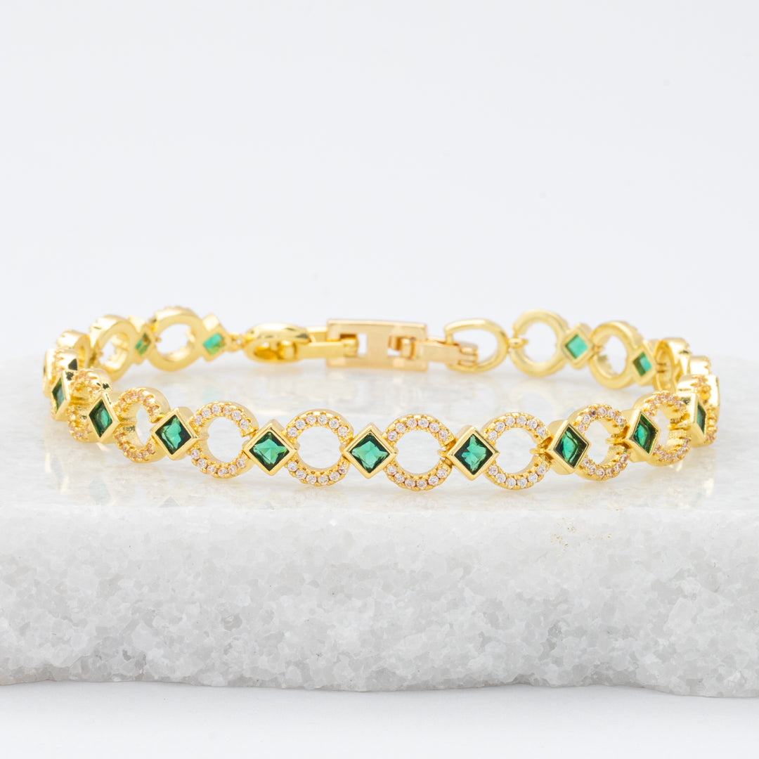 Gilded Halo Bracelet in Emerald