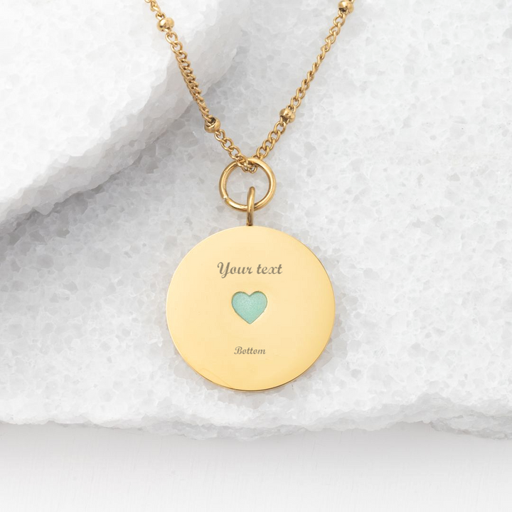 Cherished Engravable Heart Pendant with Mint Heart (KF)