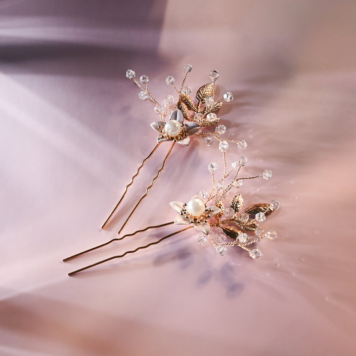 Everly Pearl Hair Pins in Gold