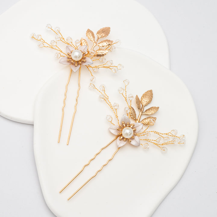 Everly Pearl Hair Pins in Gold