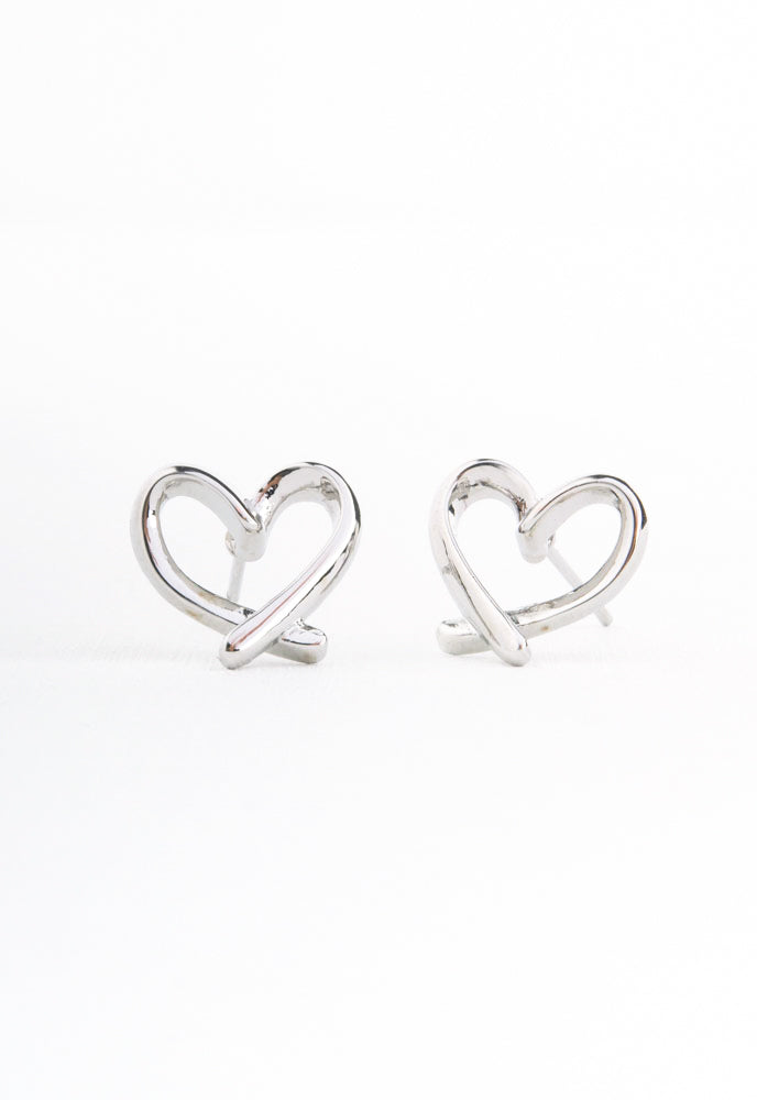 With Love Stud Earrings in Platinum
