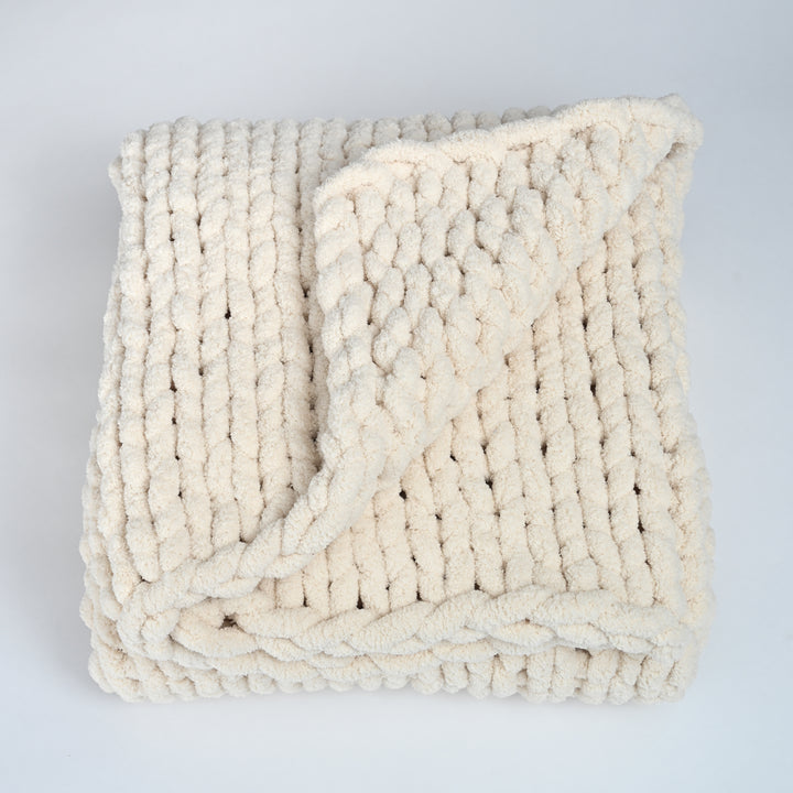 Woven Together Blanket in Creamy Beige