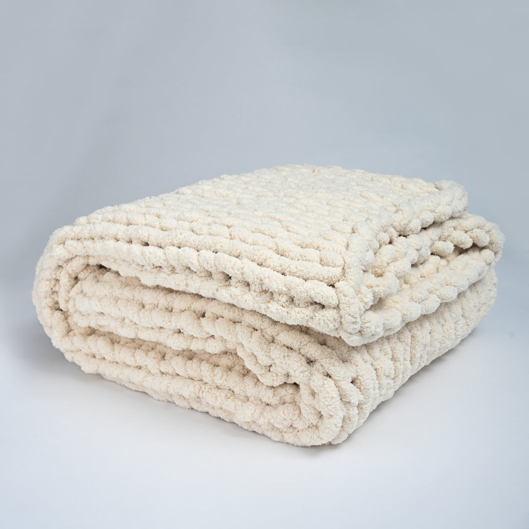 Woven Together Blanket in Creamy Beige