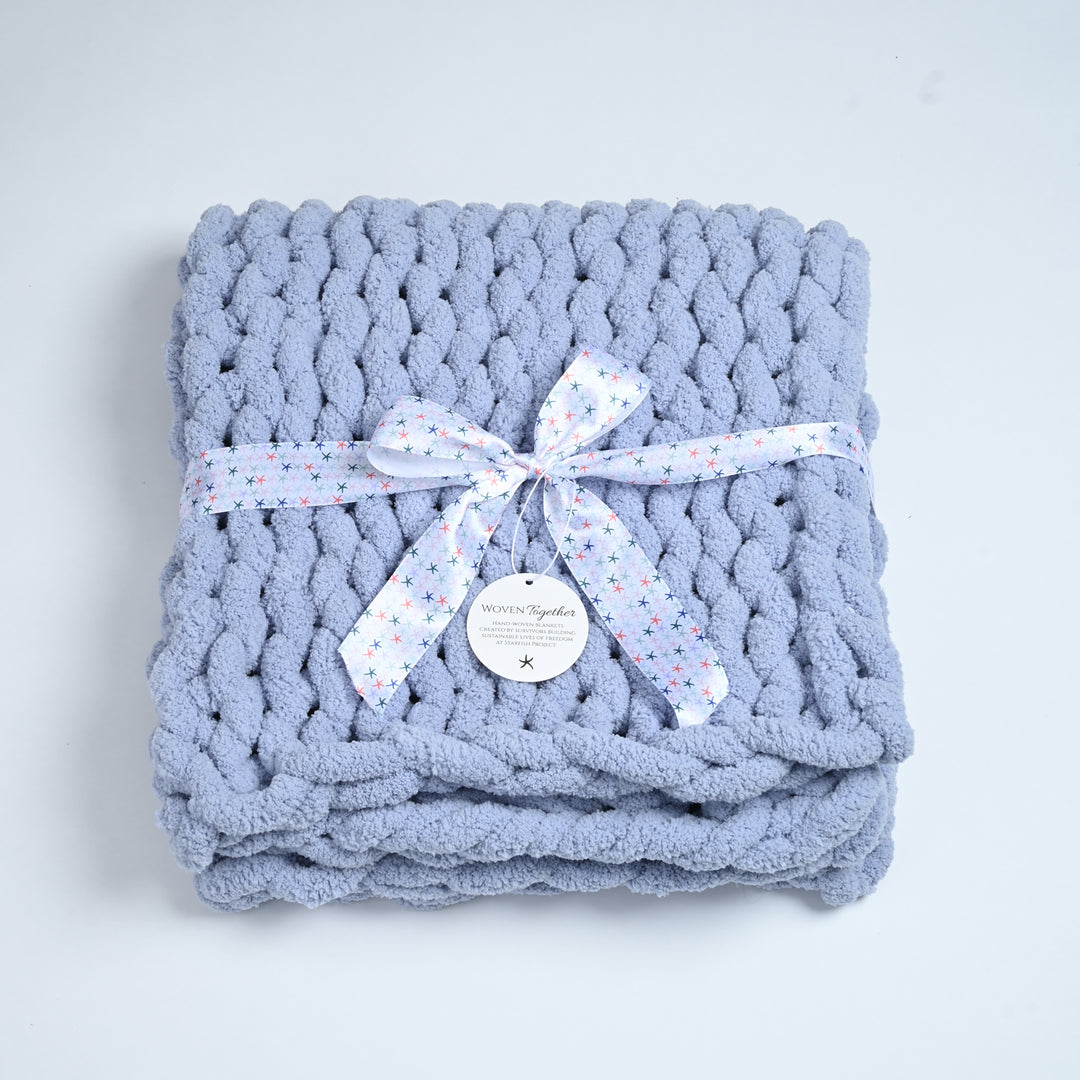 Woven Together Baby Blanket in Blue