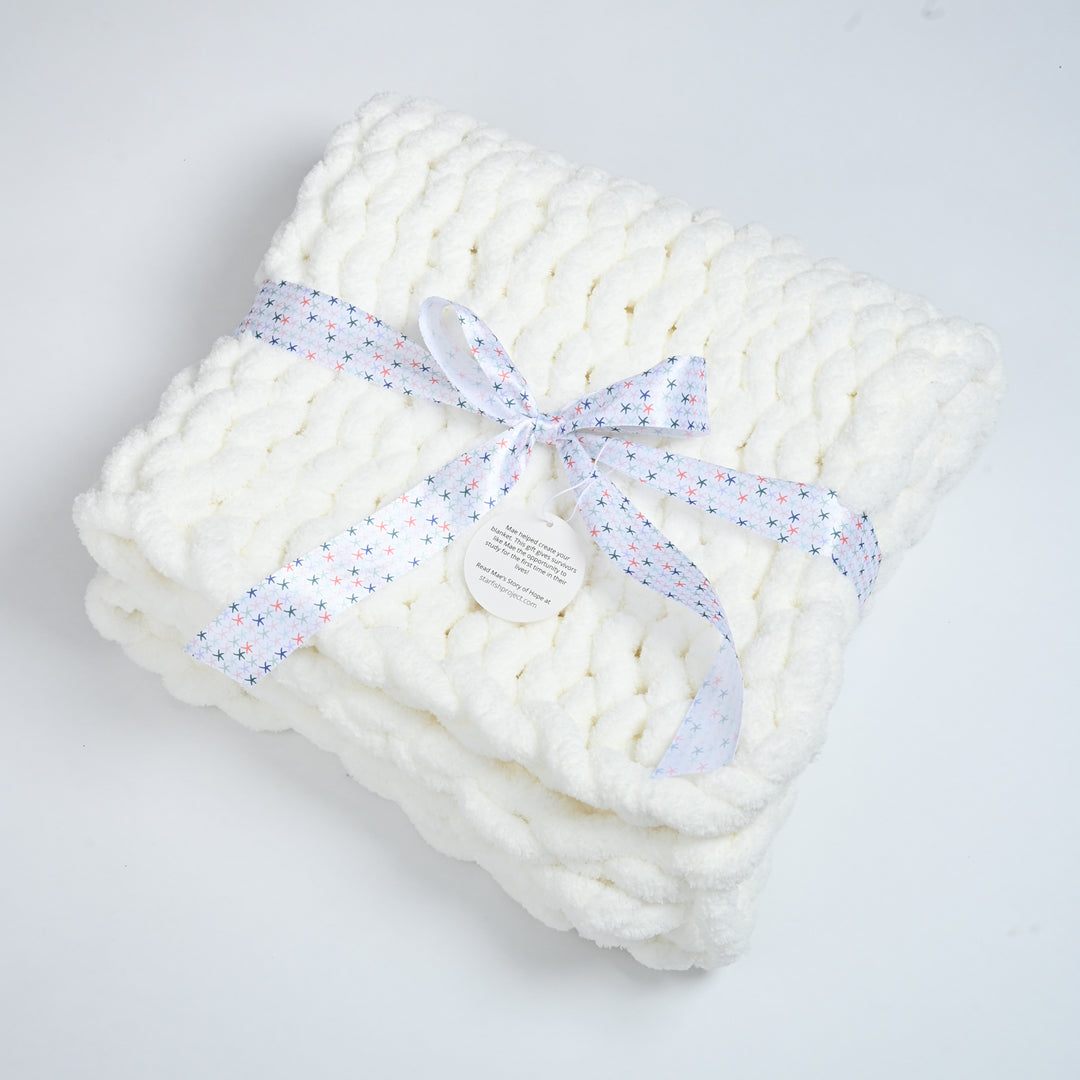 Woven Together Baby Blanket In White