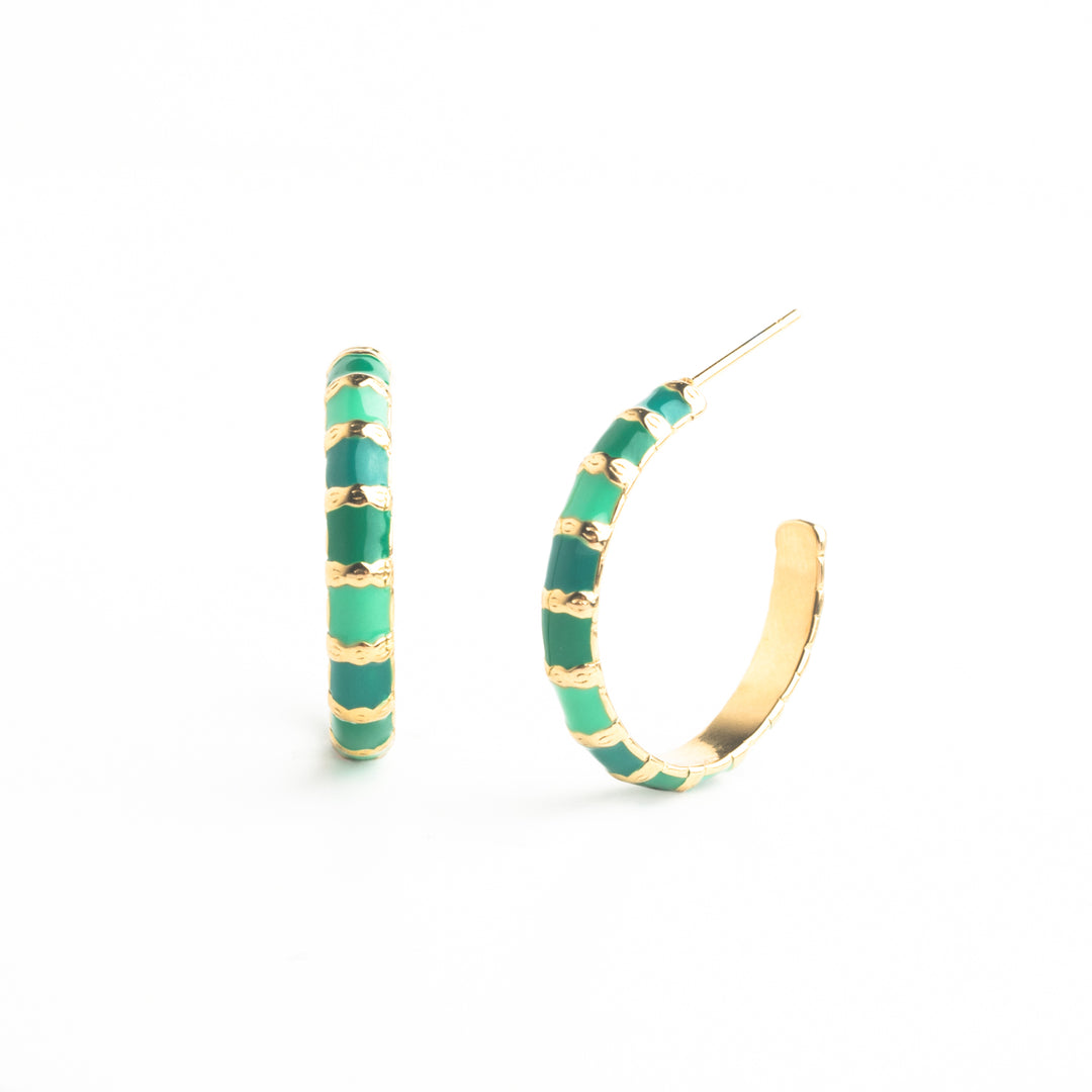 Golden Emerald Glow Hoops