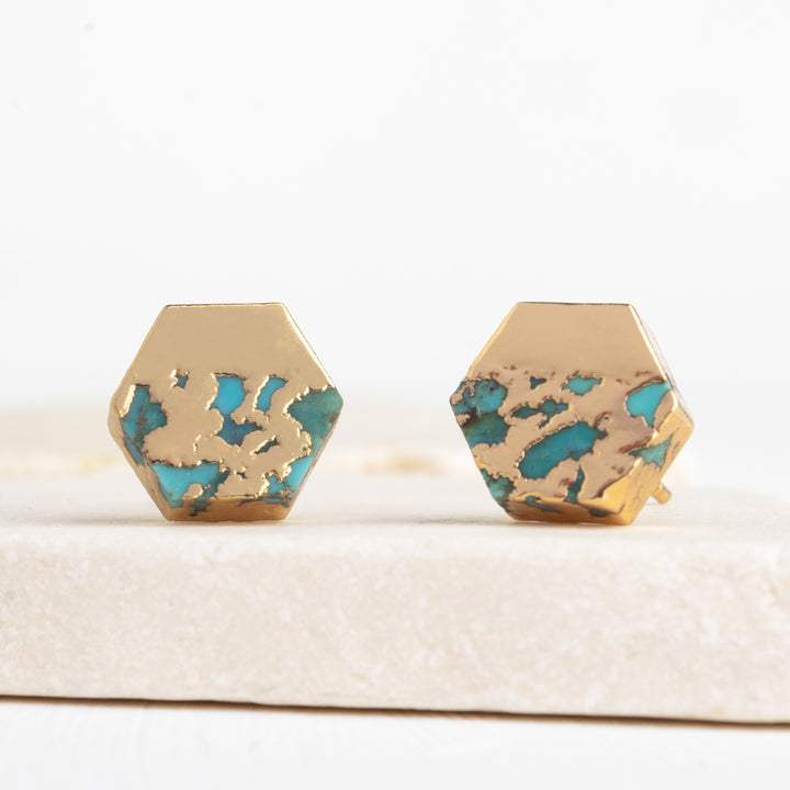 Oasis Turquoise and Gold Studs