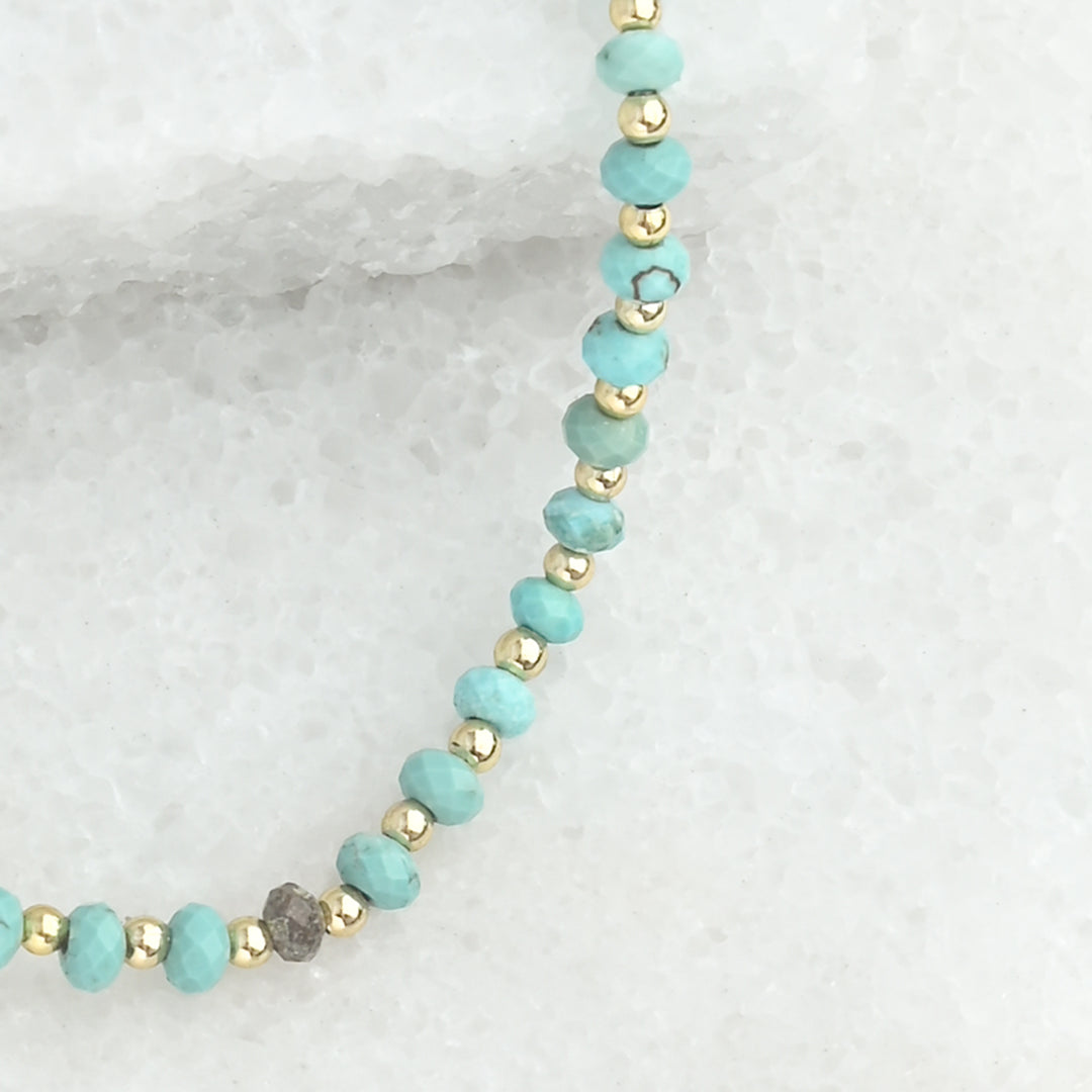 Turquoise Beaded Charm Necklace