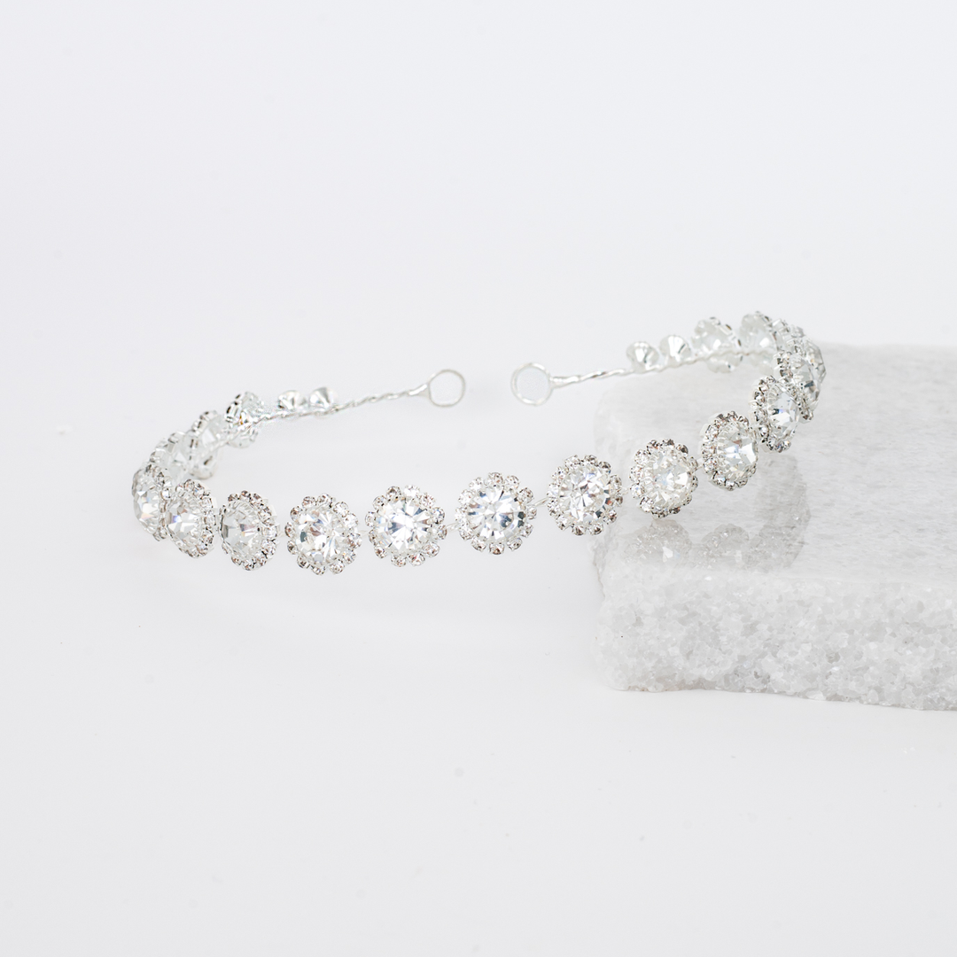 Peony Bloom Headband in Sterling Silver