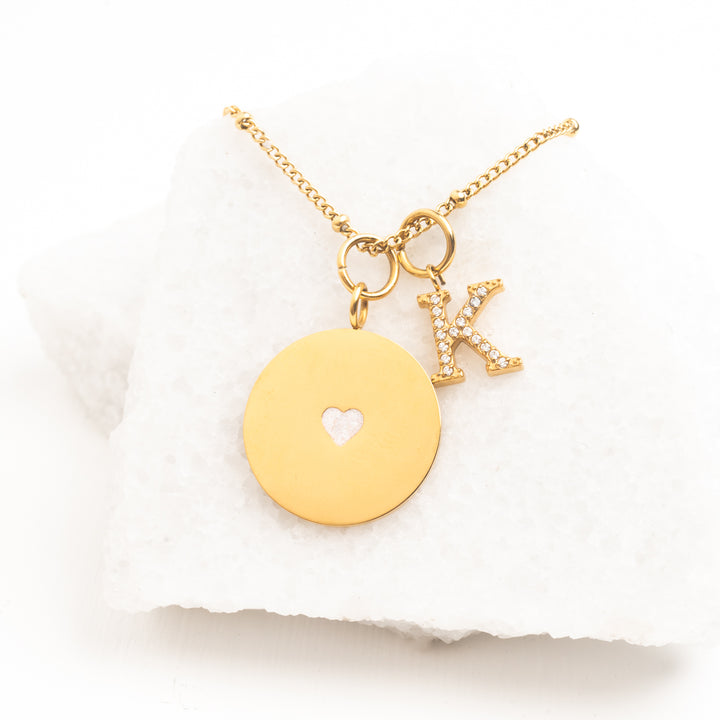 Cherished Engravable Heart Pendant with Ivory Heart