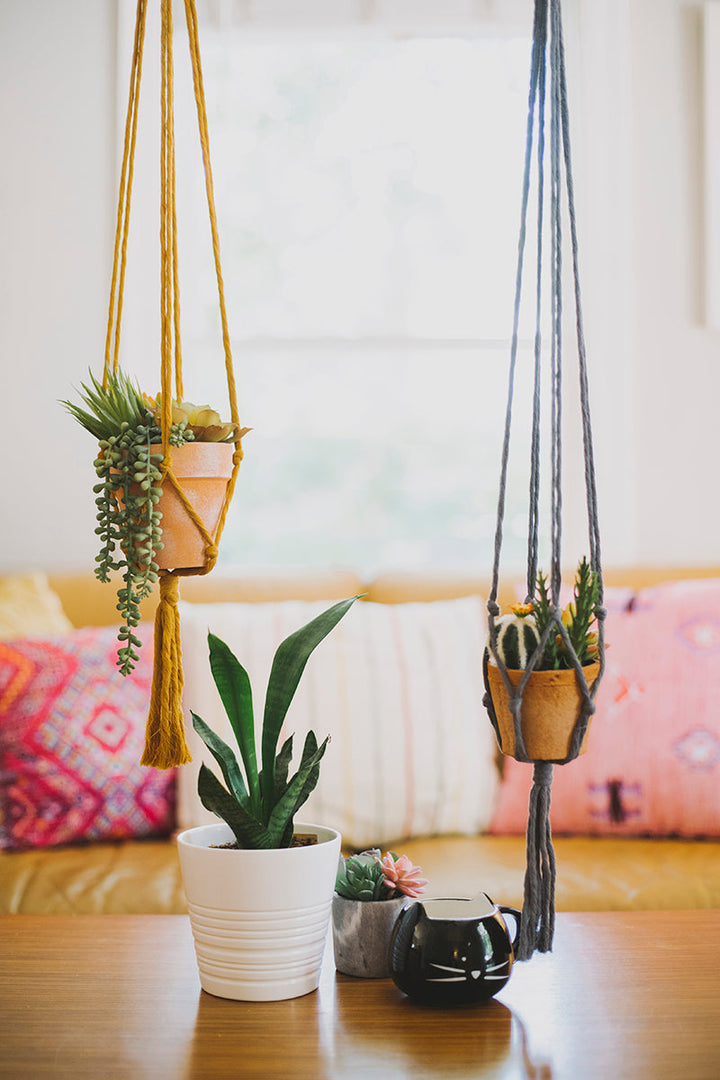 Fair Trade handmade plant hangers macrame knotted planter