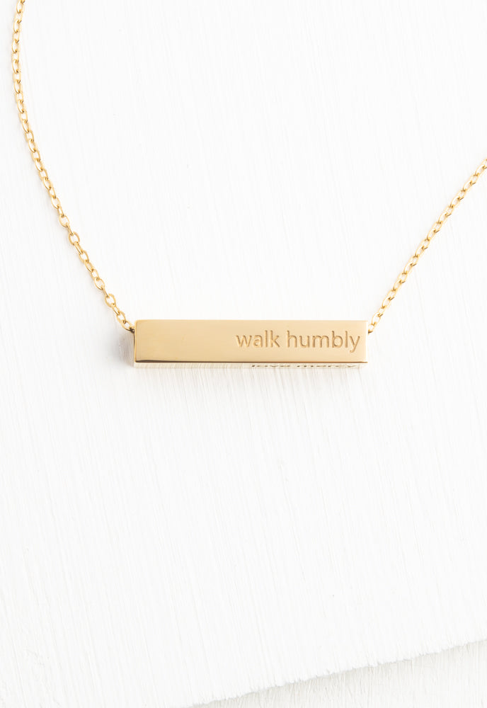 Walk Humbly Bar Necklace