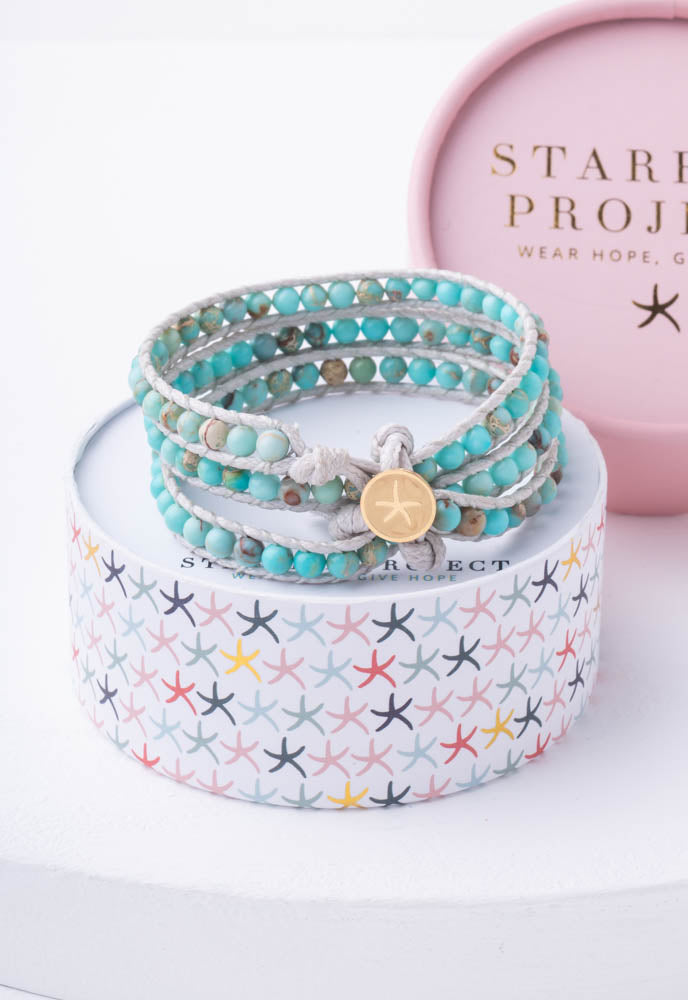 Joy Turquoise Starfish Pendant Wrap Bracelet