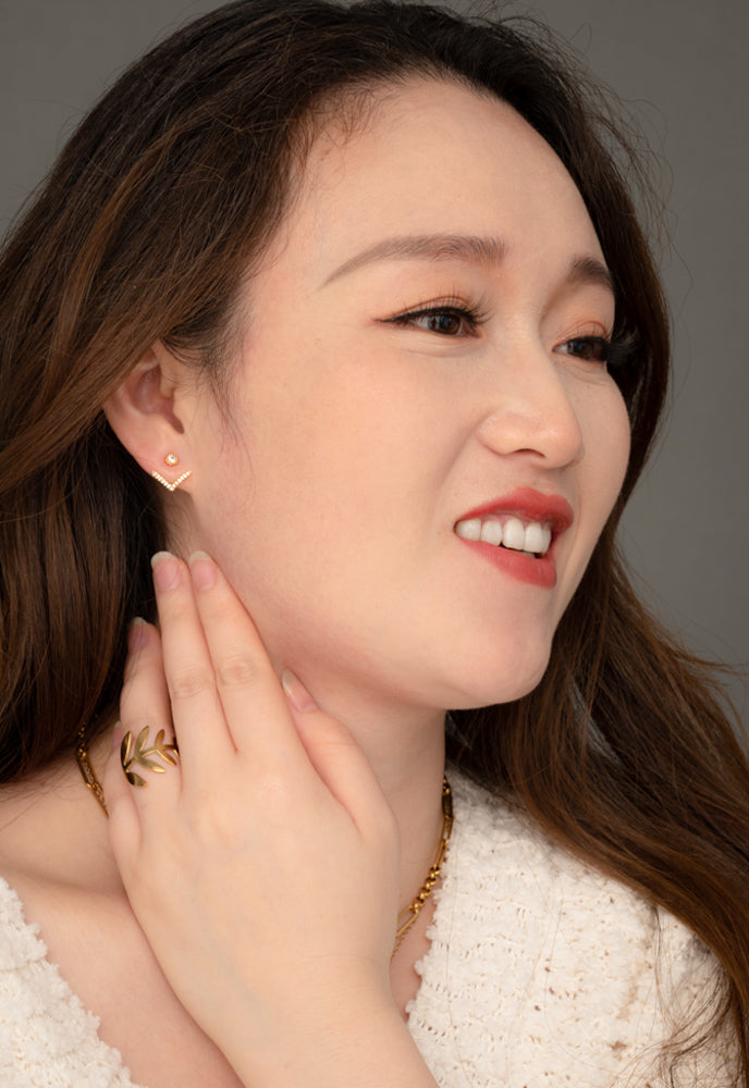 Lulu Ear Jacket Studs in Gold