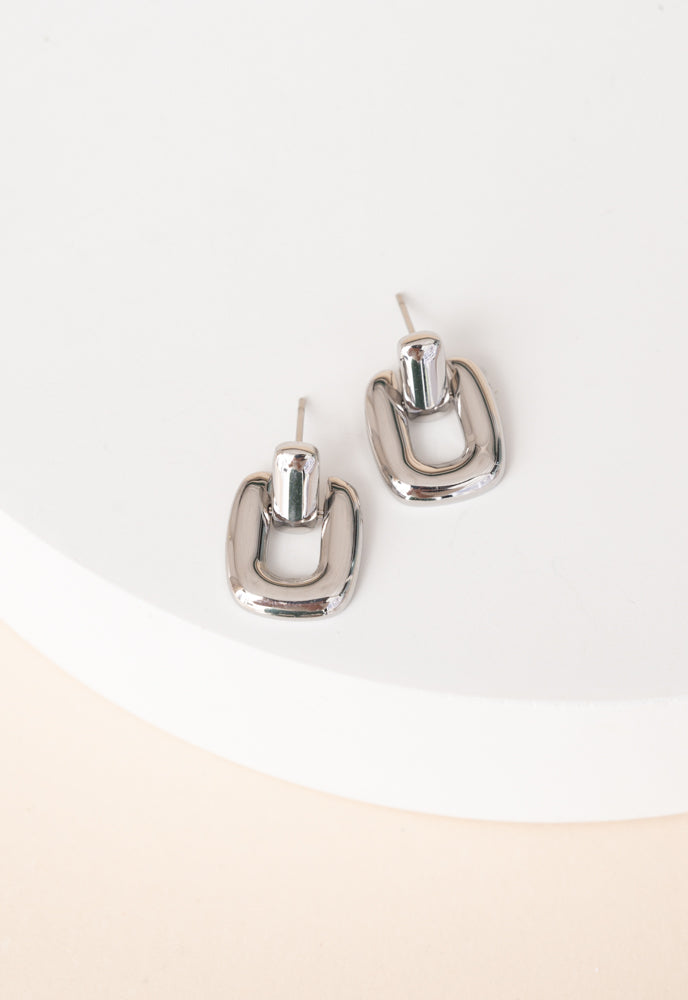 Buckled Up Silver Earrings